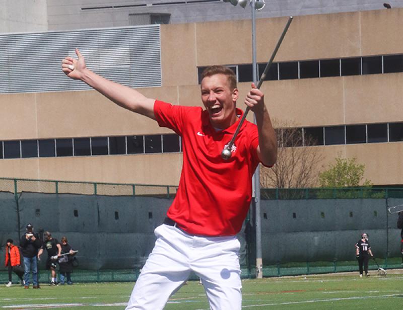 Brayden Deemer during 2019 Drum Major tryouts