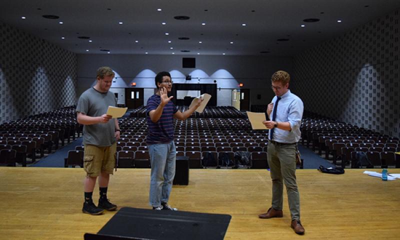 Rehearsal of "If a Tree Falls," a 30-minute patchwork play highlighting the opioid crisis in Ohio as seen through the eyes of local high school students.