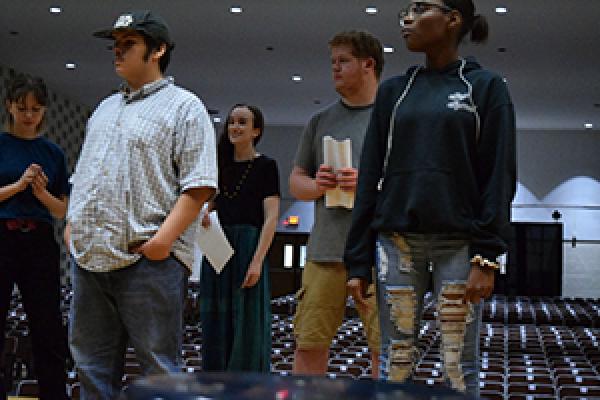 Rehearsal of "If a Tree Falls," a 30-minute patchwork play highlighting the opioid crisis in Ohio as seen through the eyes of local high school students.