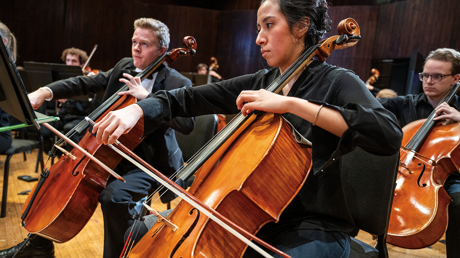 Students rehearse for the Symphony Orchestra in the School of Music